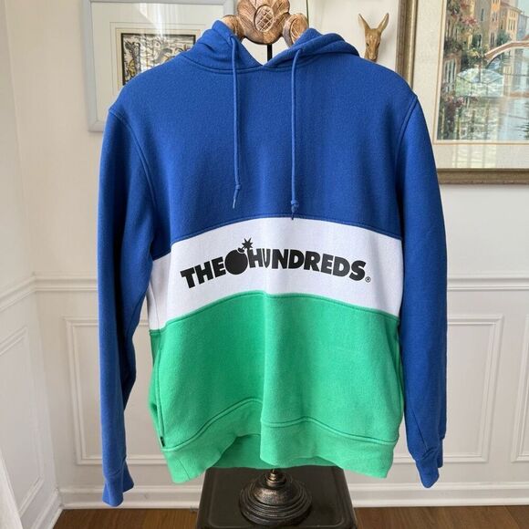 The Hundreds Pullover Colorblock Hoodie Logo Sweatshirt L - Picture 1 of 8